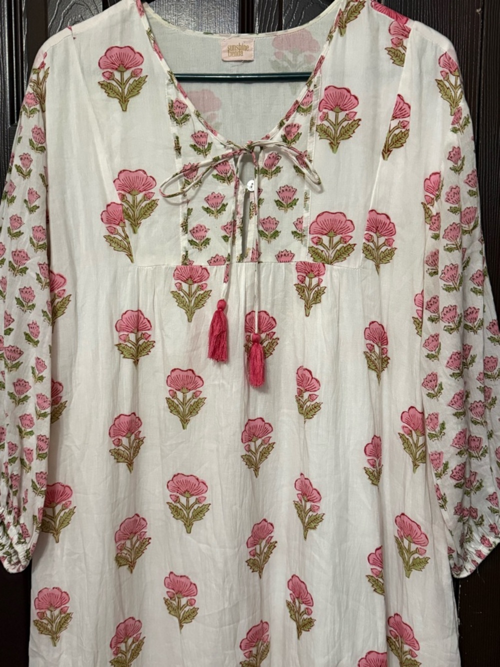 Bohemian Floral Maxi Dress in Pink and Cream - Picture 3 of 5